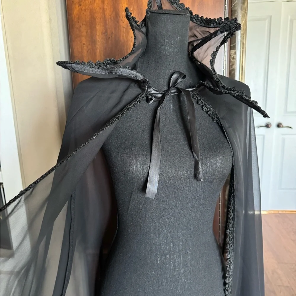Spirt Halloween Black Vampire‎ Costume Sheer Cape - Picture 7 of 10